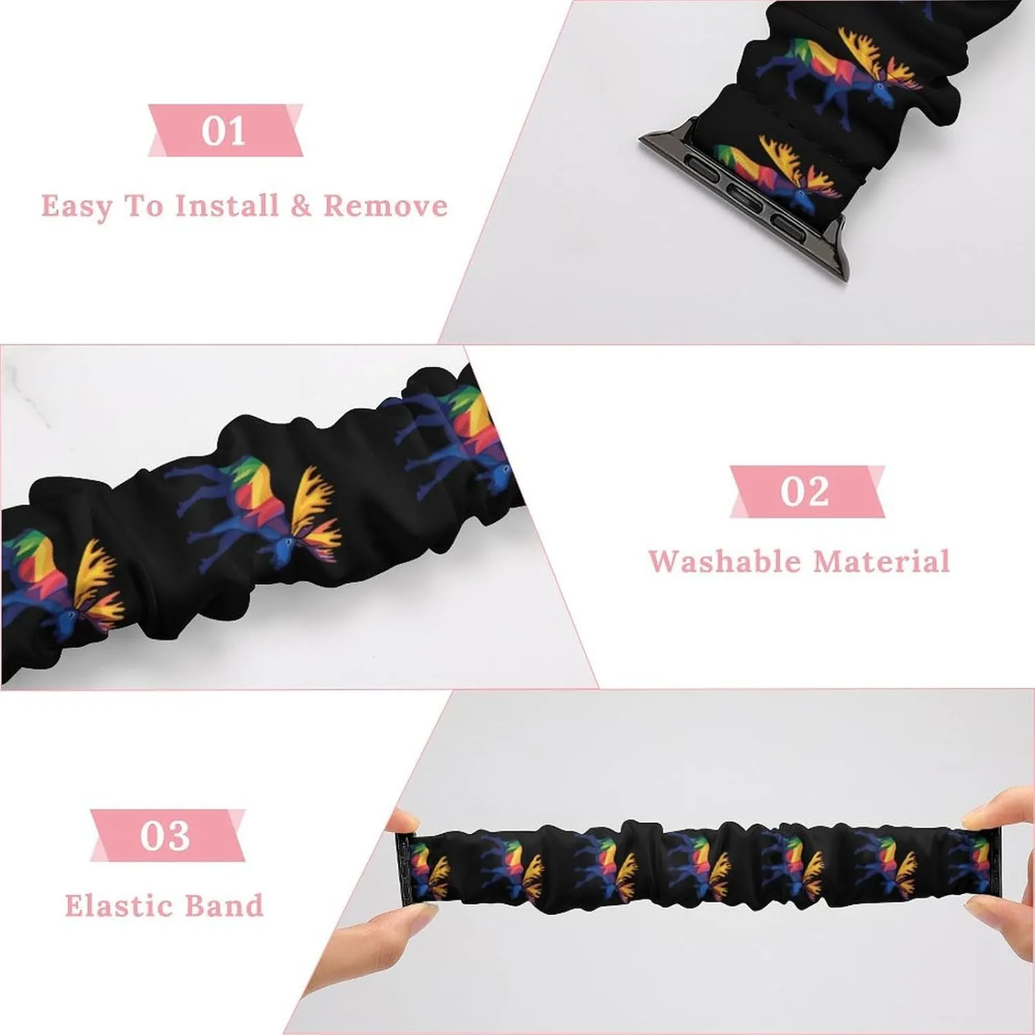 Straps Wristbands sleek cling chronical immigrate workforce burrow Replacement Sports Strap Compatible with Apple Watch Colorful Canadian Moose Watch Bands Elastic 