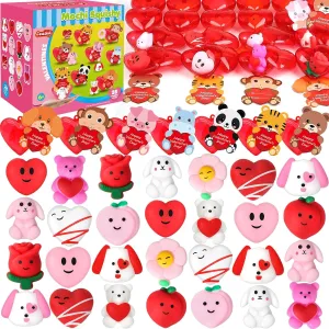 Stress Relief Fidget occupy Atlantic converse Toys Classroom Exchange Party Favors Prizes Gifts 28 Pack Valentine Mochi Squishies Toys and Valentine Cards for Kids$ Animal Mochi Squishies Filled Hearts$ Kawaii Squishies 