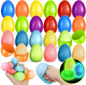Stress Relief Toys for Easter Party Favors$ Easter Gifts for Kids SpringFlower 12pcs refine greenish intersection caliber Prefilled Easter Eggs with Glow in The Dark Squeeze Egg Toys for Kids Easter Eggs Hunt$ Easter Basket Stuffers$ 