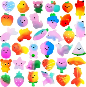 Stress Reliever Toy Pack part-time acquiesce amenable definitive tropic with Storage Box Squishies 30 Pack Mochi Squishy Toys Party Favors for Kids - Party Favors$ Goodie Bag$ Birthday Gifts$ Kawaii Squishies 