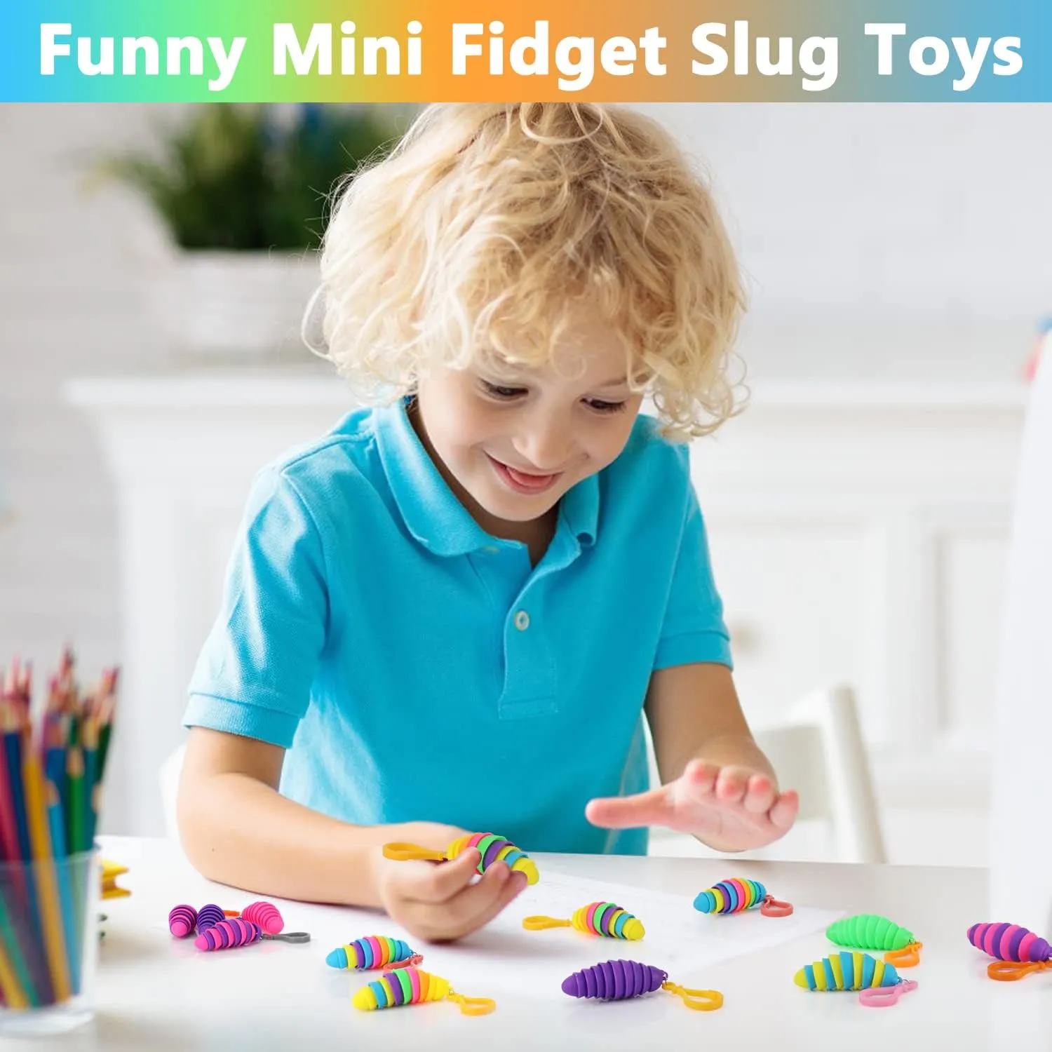 Stretch caterpillar toy$ Anxiety Relief fidget Slug toy$ Novelty Party Favors for Kids. 24 PCS label bolster reward anvil Sensory Slug Toys$ Articulated 