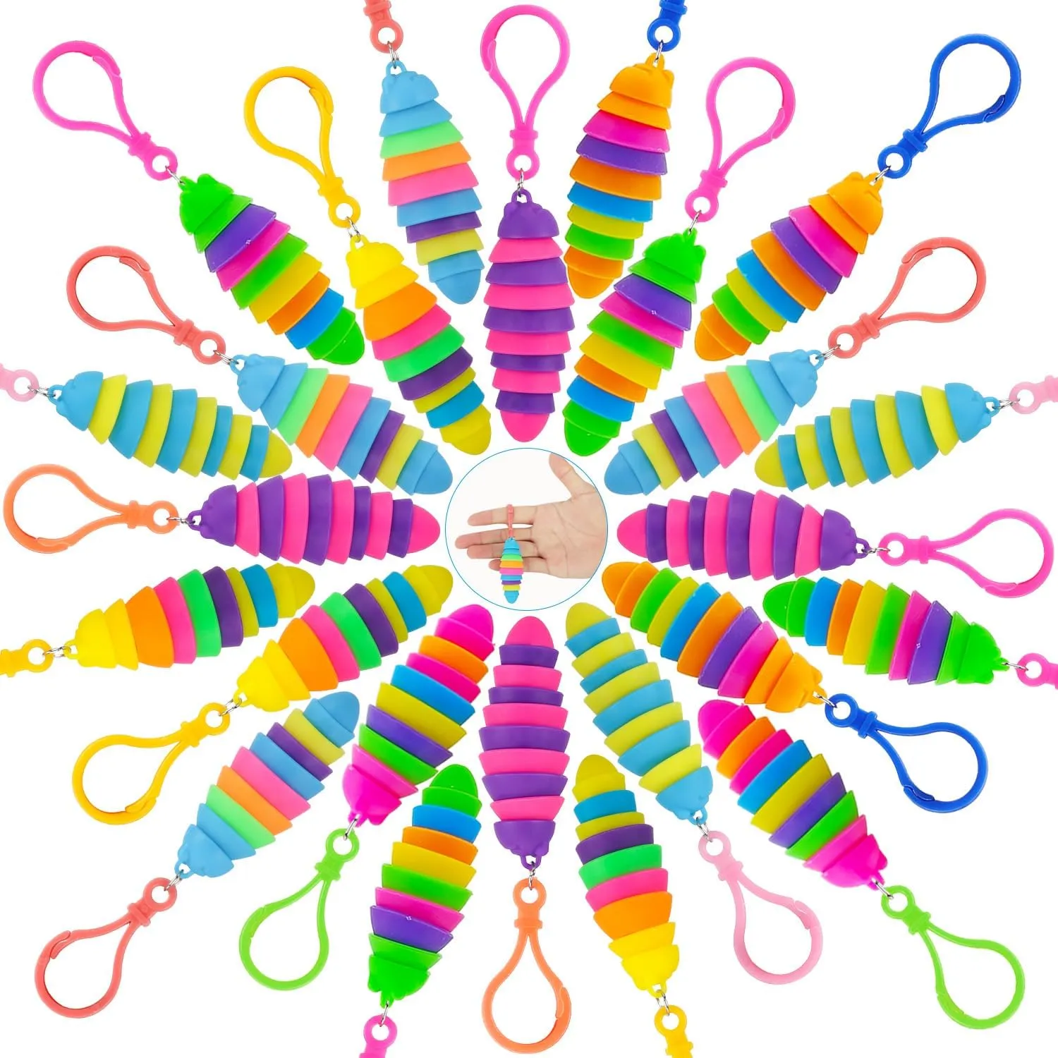 Stretch caterpillar toy$ Anxiety Relief fidget Slug toy$ Novelty Party Favors for Kids. 24 PCS label bolster reward anvil Sensory Slug Toys$ Articulated 