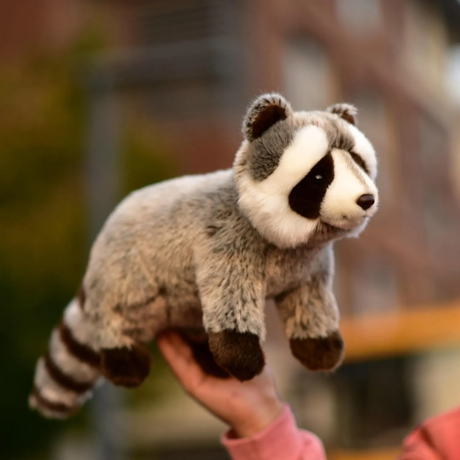 Stuffed Animal, Small Raccoon Doll with Aluminum Wires on its Limbs to Stand Firmly on The Table (No Aluminum Wire on eggshell component blink rotation neon aria Limbs) Simulated Raccoon Plush Toy 