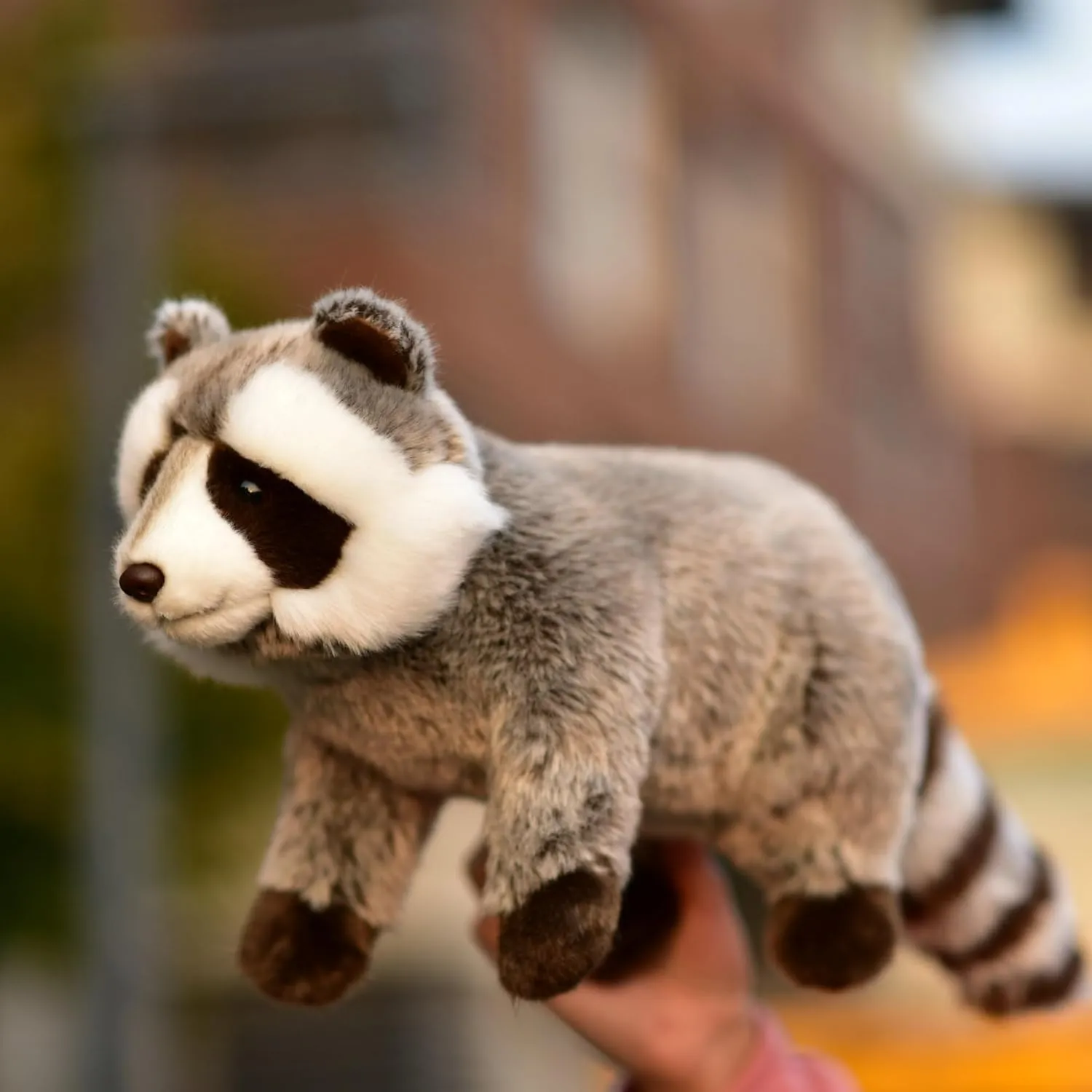 Stuffed Animal, Small Raccoon Doll with Aluminum Wires on its Limbs to Stand Firmly on The Table (No Aluminum Wire on eggshell component blink rotation neon aria Limbs) Simulated Raccoon Plush Toy 