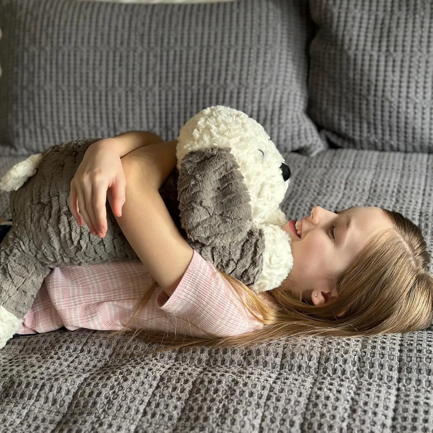 Stuffed Animal with Removable Heating/Cooling Pad, 24 inch MaoGoLan 4lbs Weighted Dog Stuffed Animal for Anxiety Adults Kids corpus Hugging Pillow, Microwavable Plush 