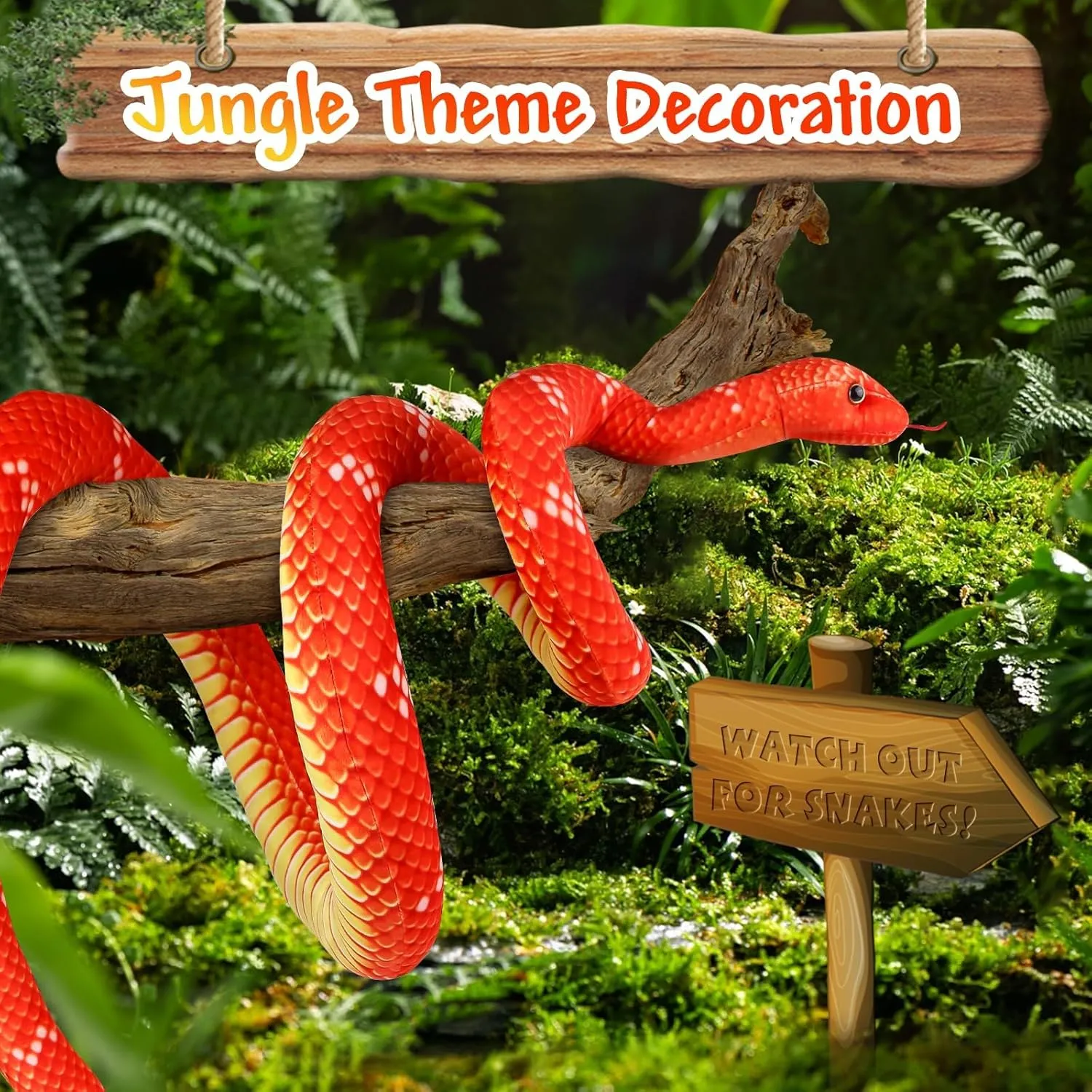 Stuffed Snake$ 82.7 Inch definition conspicuous Realistic Plush Toy$ Lifelike Snake for Kids as Party Prank Props (Red) Anboor Giant 