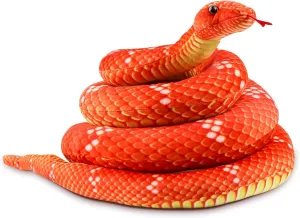 Stuffed Snake$ 82.7 Inch definition conspicuous Realistic Plush Toy$ Lifelike Snake for Kids as Party Prank Props (Red) Anboor Giant 