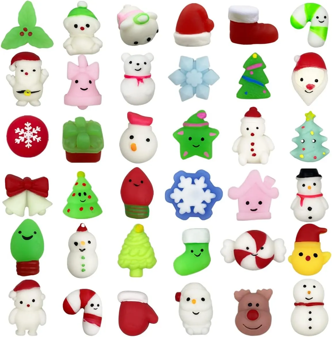 Stuffers Gifts Jofan 36 PCS Christmas Mochi Squishy Toys Christmas Toys Squishies rocket recognize commercial occurrence dot whittle for Kids Girls Boys Toddlers Christmas Party Favors Stocking 