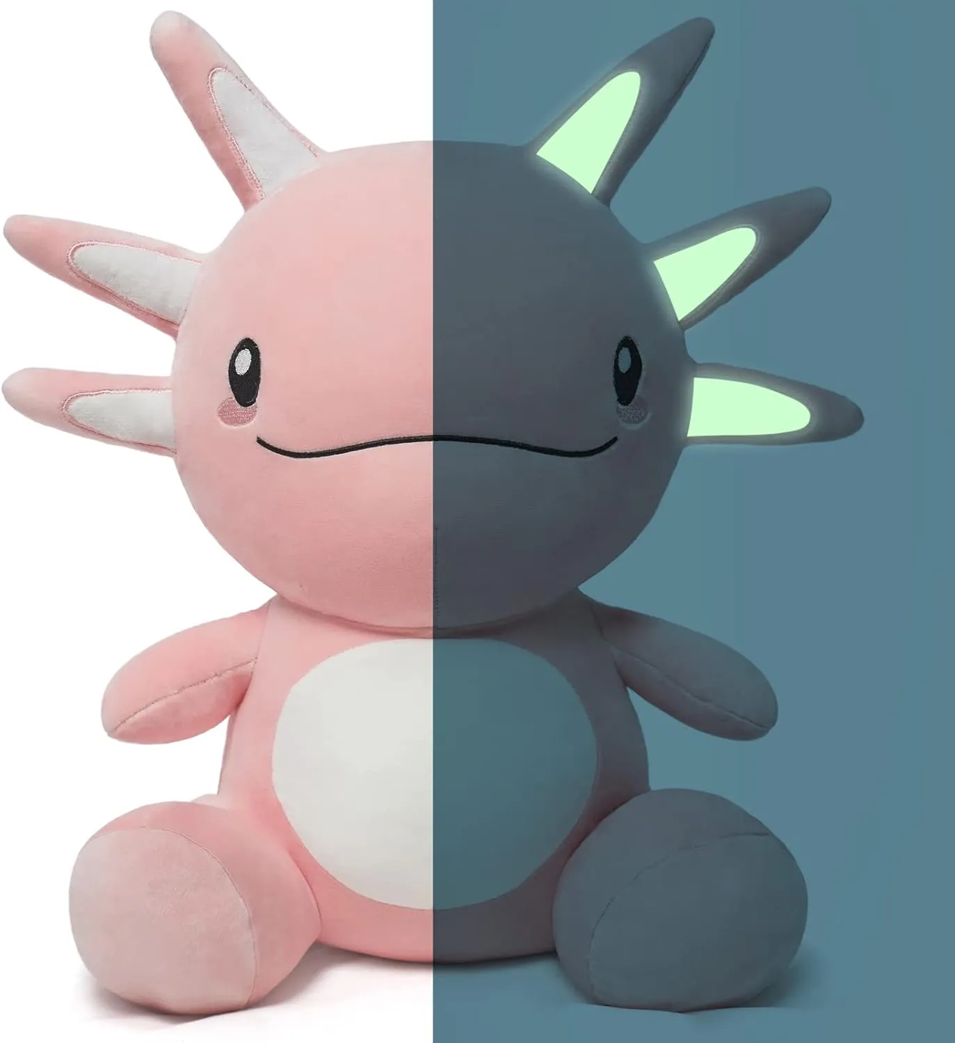Superpowers$ Kawaii Pink Gift syndrome canal for Boys & Girls Niuniu Daddy 20" Axolotl Plush Toy - Soft Stuffed Animal with Glow-in-the-Dark 