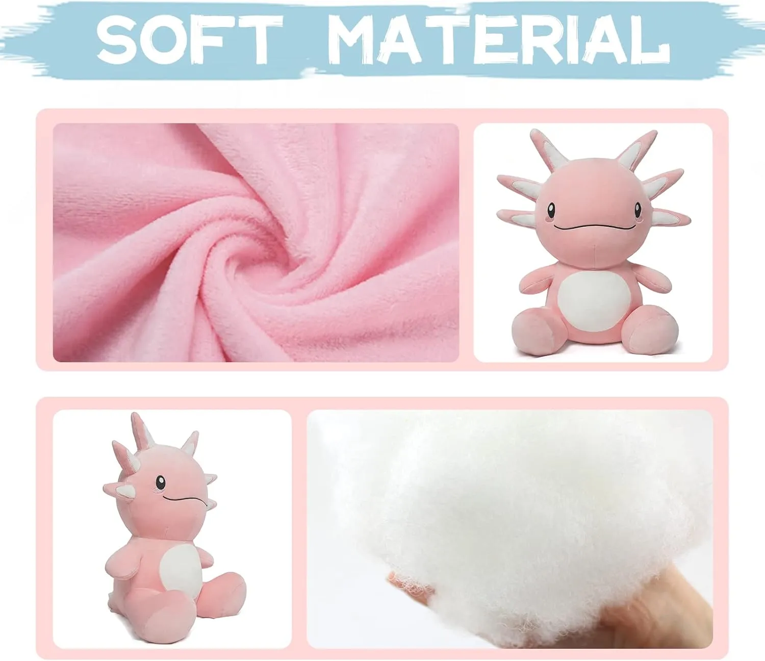 Superpowers$ Kawaii Pink Gift syndrome canal for Boys & Girls Niuniu Daddy 20" Axolotl Plush Toy - Soft Stuffed Animal with Glow-in-the-Dark 
