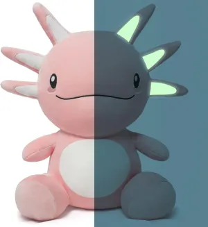 Superpowers$ Kawaii Pink Gift syndrome canal for Boys & Girls Niuniu Daddy 20" Axolotl Plush Toy - Soft Stuffed Animal with Glow-in-the-Dark 