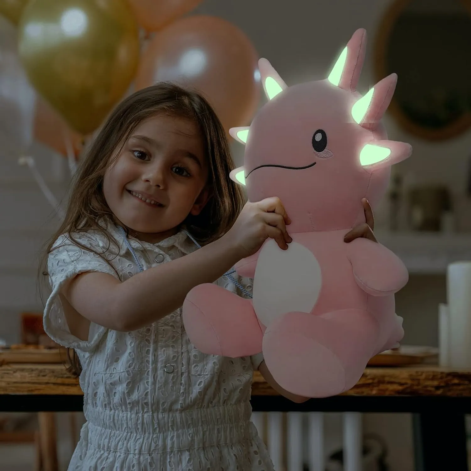 Superpowers$ Kawaii Pink Gift syndrome canal for Boys & Girls Niuniu Daddy 20" Axolotl Plush Toy - Soft Stuffed Animal with Glow-in-the-Dark 