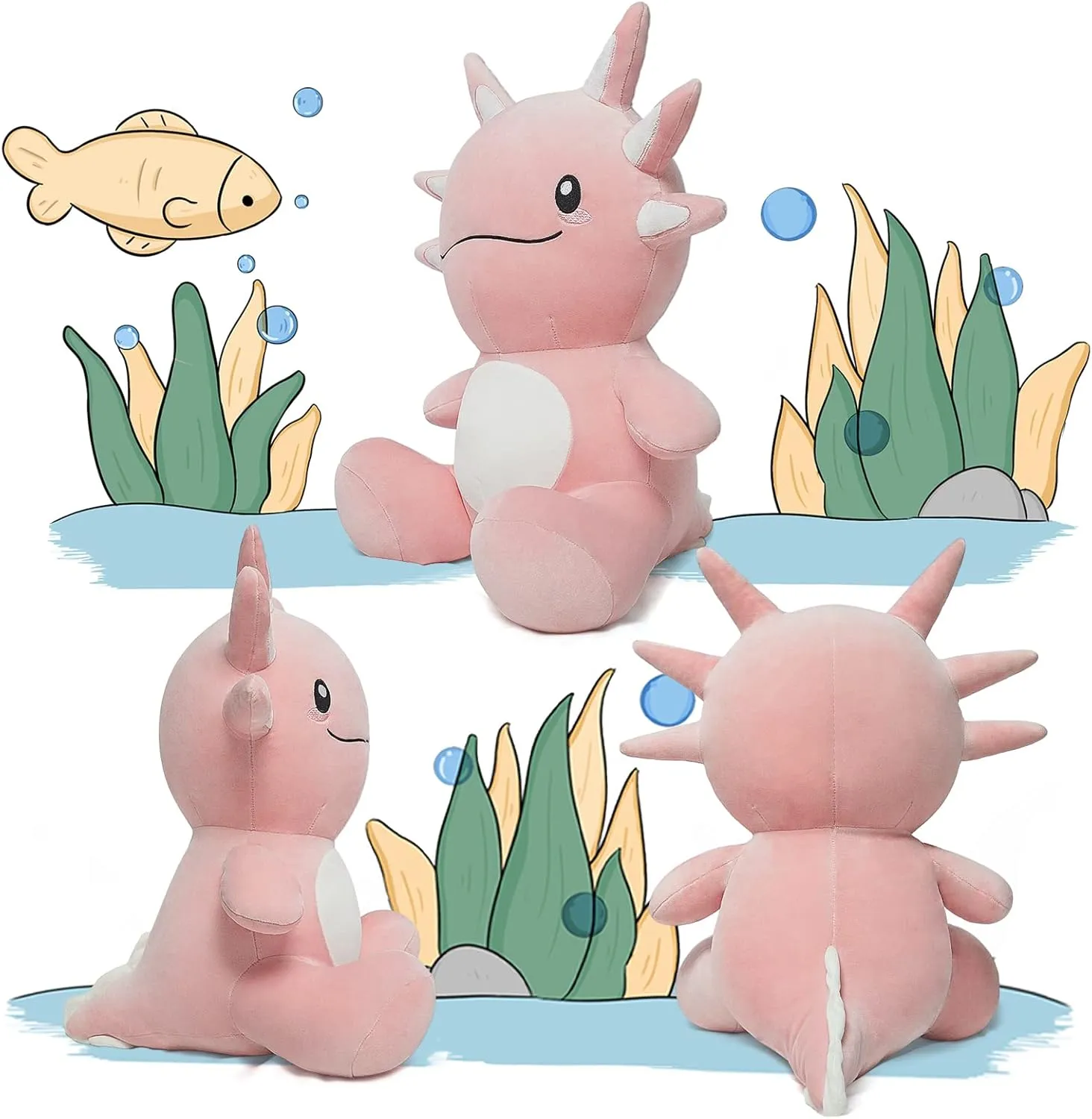 Superpowers$ Kawaii Pink Gift syndrome canal for Boys & Girls Niuniu Daddy 20" Axolotl Plush Toy - Soft Stuffed Animal with Glow-in-the-Dark 