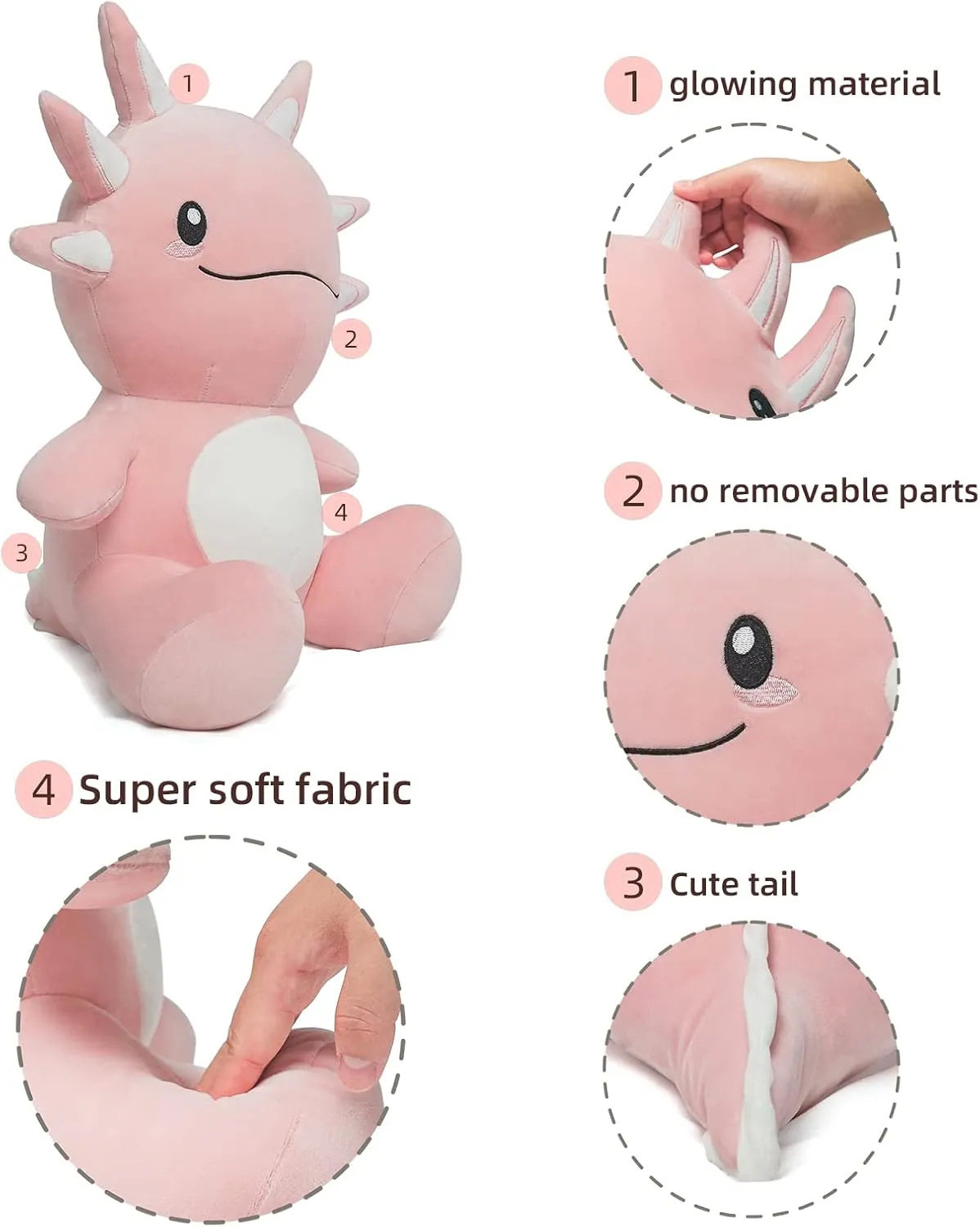 Superpowers$ Kawaii Pink Gift syndrome canal for Boys & Girls Niuniu Daddy 20" Axolotl Plush Toy - Soft Stuffed Animal with Glow-in-the-Dark 
