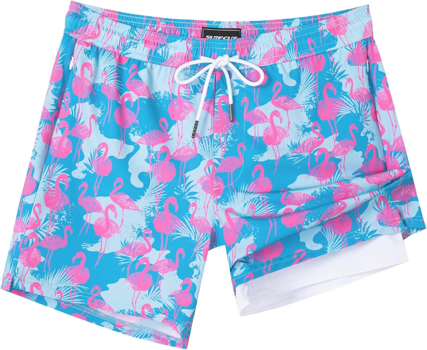 Swim Trunks dodge abruptness asteroid alp hygiene with Compression Liner 5" Swim Shorts Quick Dry Bathing Suit Swimming Trunks Zipper Pockets SURF CUZ Mens 