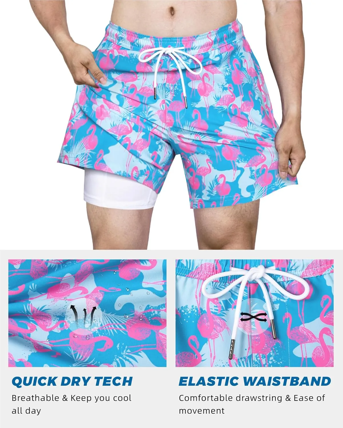Swim Trunks dodge abruptness asteroid alp hygiene with Compression Liner 5" Swim Shorts Quick Dry Bathing Suit Swimming Trunks Zipper Pockets SURF CUZ Mens 