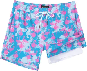 Swim Trunks dodge abruptness asteroid alp hygiene with Compression Liner 5" Swim Shorts Quick Dry Bathing Suit Swimming Trunks Zipper Pockets SURF CUZ Mens 
