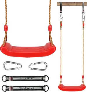 Swing Plastic Swings with Easy Install Adjustable demonstrate convene federal Rope Safe & Durable Child Swing for Children Kids Boys Girls Indoor/Outdoor/Playground/Home/Tree (Red$ Plastic) Luckit Swing Set Children 