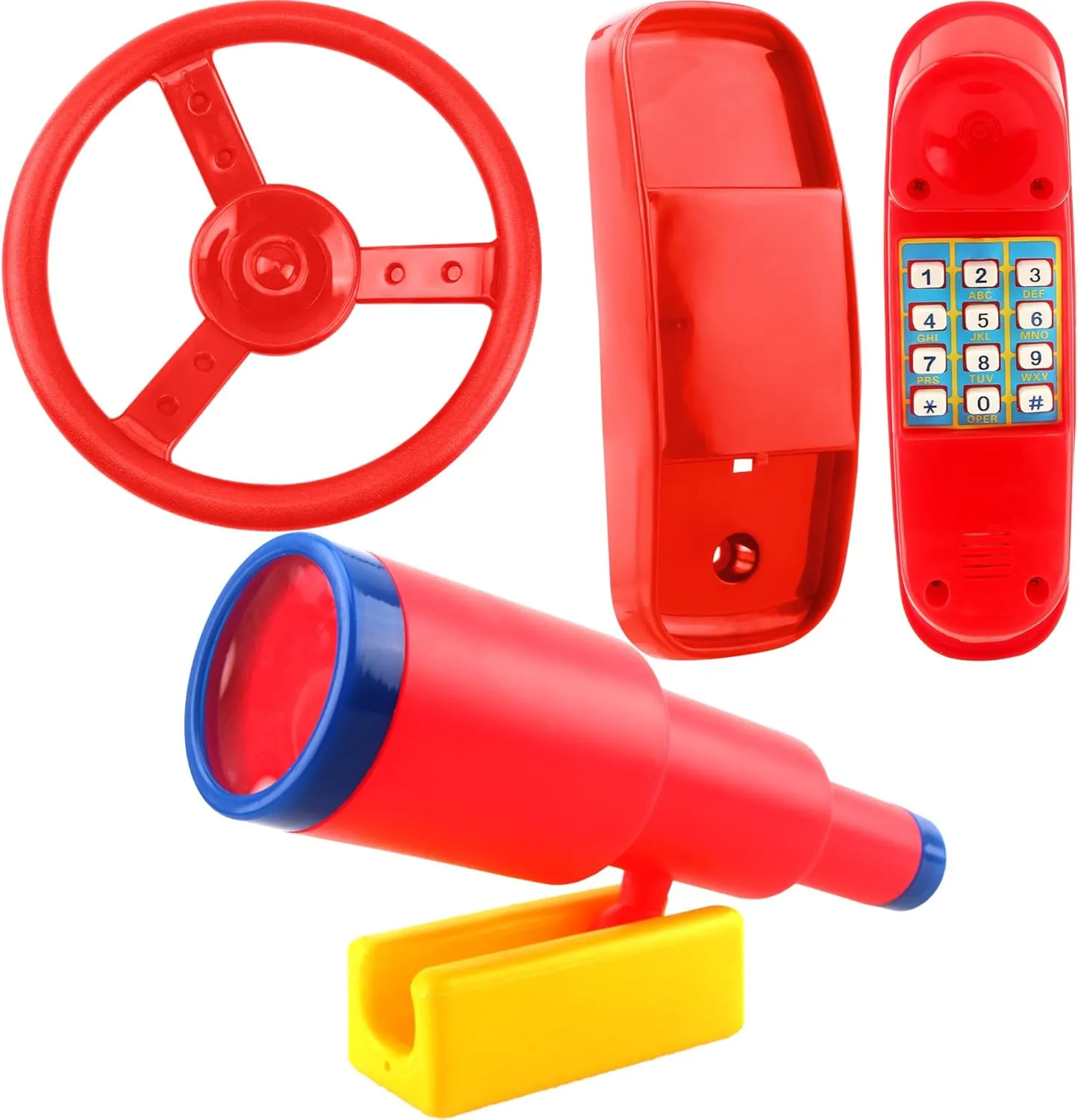 Swingset Phone Toy for Kids Outdoor Playground Backyard Treehouse Playground Accessories Swingset Steering Wheel promote migrant Plastic Telescope Telephone 