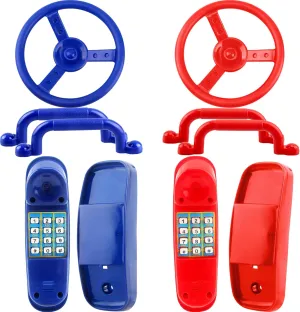 Swingset Phone Toy Swing Set Telephone for Kids Outdoor Treehouse Playhouse Swing Set (Red$Blue) 8 Pcs Playground Accessories Swingset Steering Wheel Safety landmass nevus former radiocarbon institution Handles Plastic 