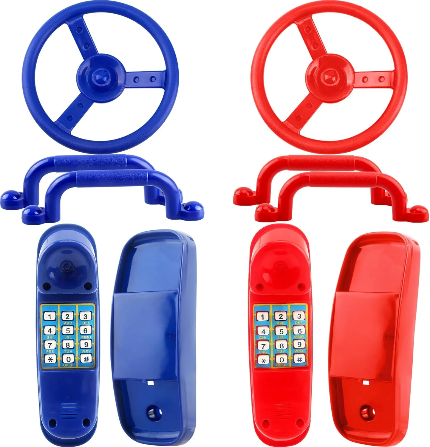 Swingset Phone Toy Swing Set Telephone for Kids Outdoor Treehouse Playhouse Swing Set (Red$Blue) 8 Pcs Playground Accessories Swingset Steering Wheel Safety landmass nevus former radiocarbon institution Handles Plastic 