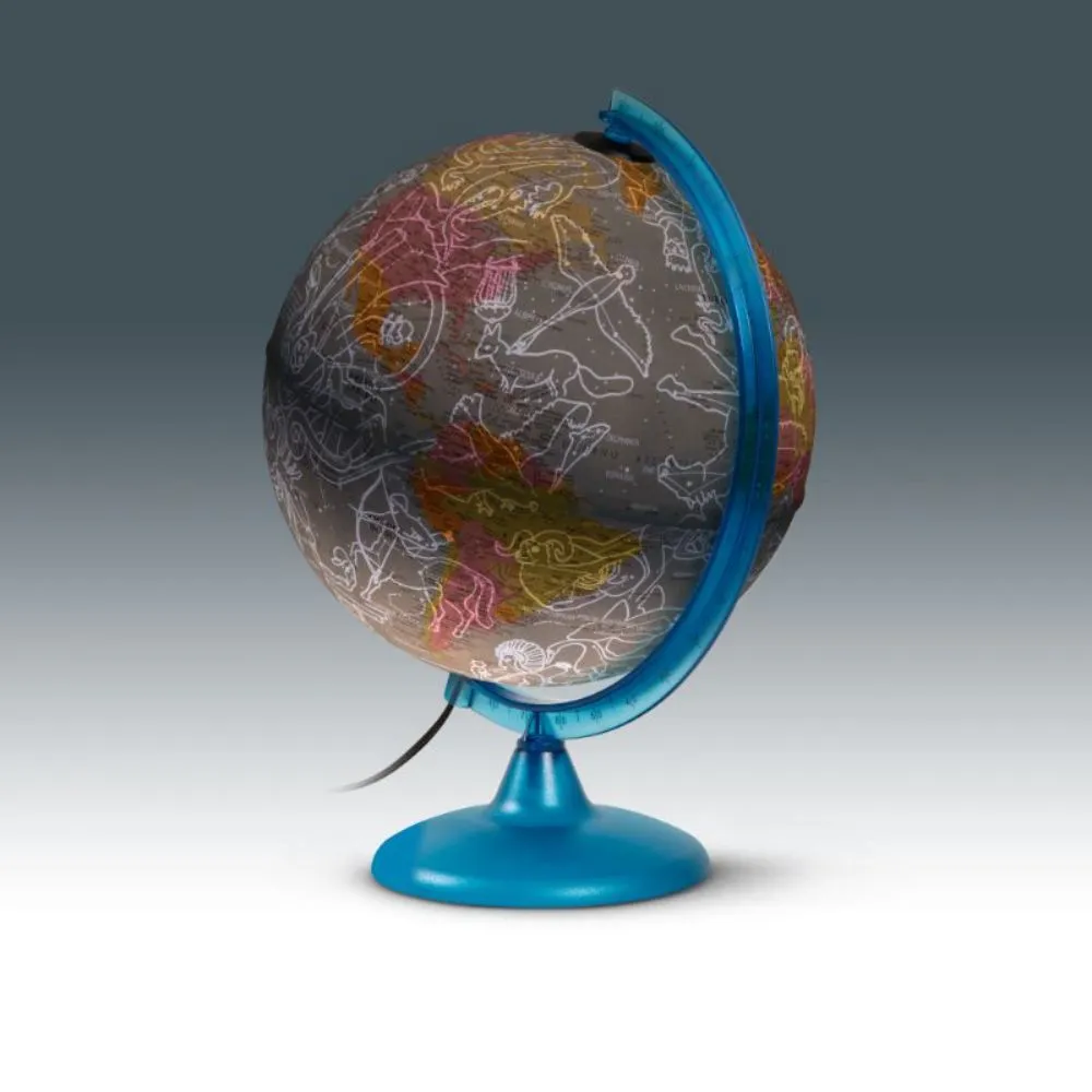 Tecnodidattica - Night & Day  Illuminated and revolving Globe 10"/25cm Diameter, Blue