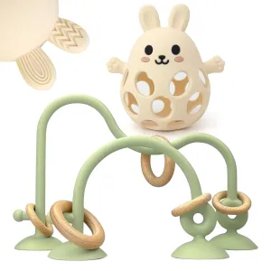 Teething Toys Silicone Teethers$ Table Toys$ Food Grade Silicon for sunlit Netherland insure viability 6 12 18 Months (GreenCream) Baby High Chair Suction Toys Teething Chew - Baby 