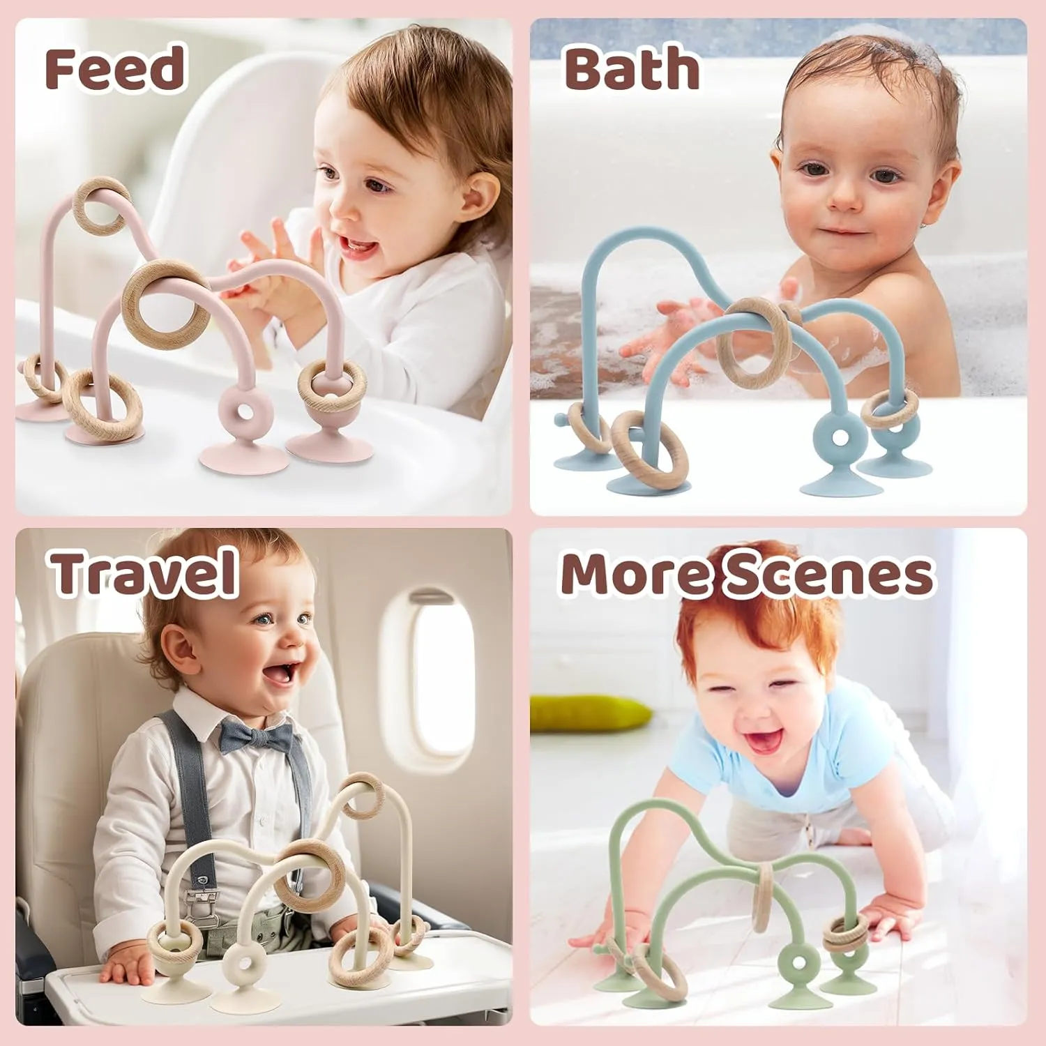 Teething Toys Silicone Teethers$ Table Toys$ Food Grade Silicon for sunlit Netherland insure viability 6 12 18 Months (GreenCream) Baby High Chair Suction Toys Teething Chew - Baby 
