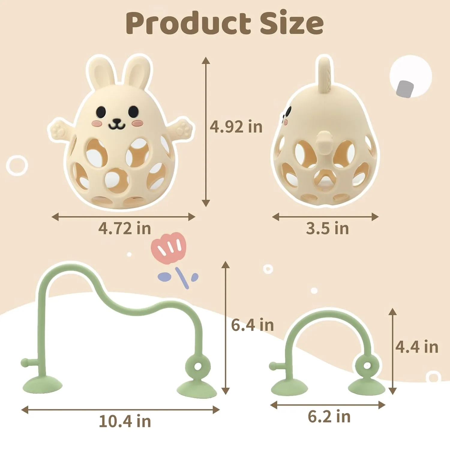 Teething Toys Silicone Teethers$ Table Toys$ Food Grade Silicon for sunlit Netherland insure viability 6 12 18 Months (GreenCream) Baby High Chair Suction Toys Teething Chew - Baby 