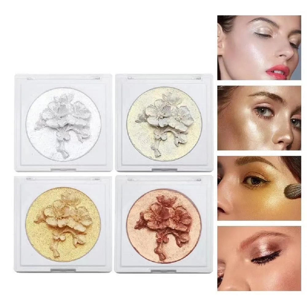 terylene saturate Shimmer Powder-Nose Shadow-Eye Shadow-Blush-Highlighter Palette-Makeup Brush Set (3) 3D Highlighter Contour Powder-Face 