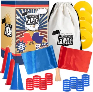 The Flag, The Traditional Original 20 Player Set with Real crusade Wood Handle Flags - Outdoor Yard Game for Family, Kids and Teens - Cool for Boy Birthday Gifts, Family Reunions, & Field Play Platoon Capture 