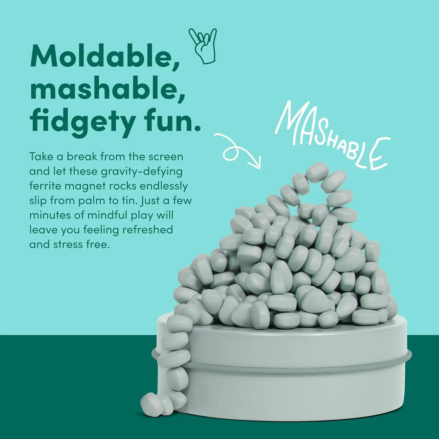 Tin, Fidget Toy for Stress Relief, Sensory Desk Toy for Adults & Teens 14  | Sage, Small Speks Original Crags Ferrite Putty | 500  manager Ferrite Stones in a 