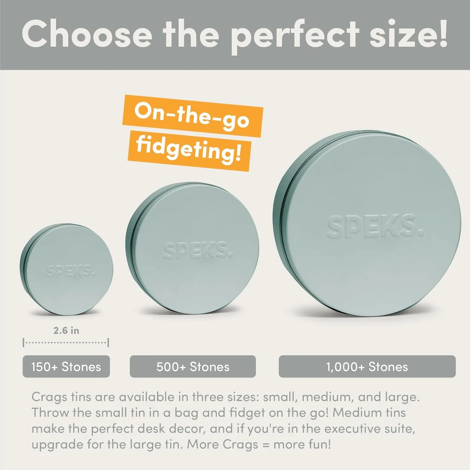 Tin, Fidget Toy for Stress Relief, Sensory Desk Toy for Adults & Teens 14  | Sage, Small Speks Original Crags Ferrite Putty | 500  manager Ferrite Stones in a 