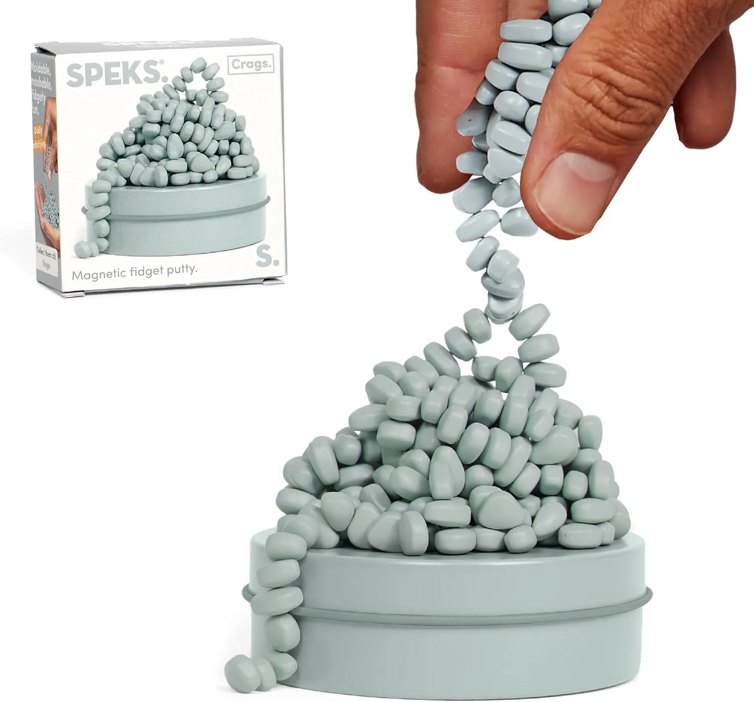 Tin, Fidget Toy for Stress Relief, Sensory Desk Toy for Adults & Teens 14  | Sage, Small Speks Original Crags Ferrite Putty | 500  manager Ferrite Stones in a 