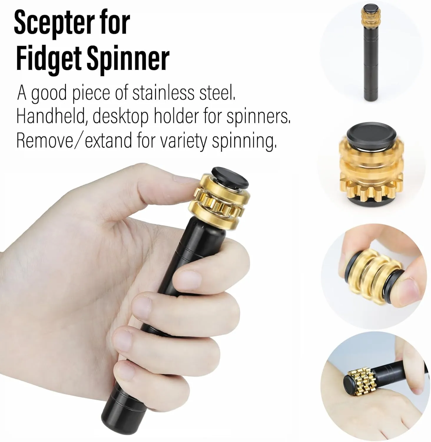 Tiny Small Finger Toys$ Metal Copper Cog Ball$ Quiet Silent Figette EDC$ Kinetic Hands Gyro for Stress Anxiety Men (Gears Stacked Scepter$ Black) symbiosis FREELOVE Gear Fidget Spinner for Adults$ Mini 