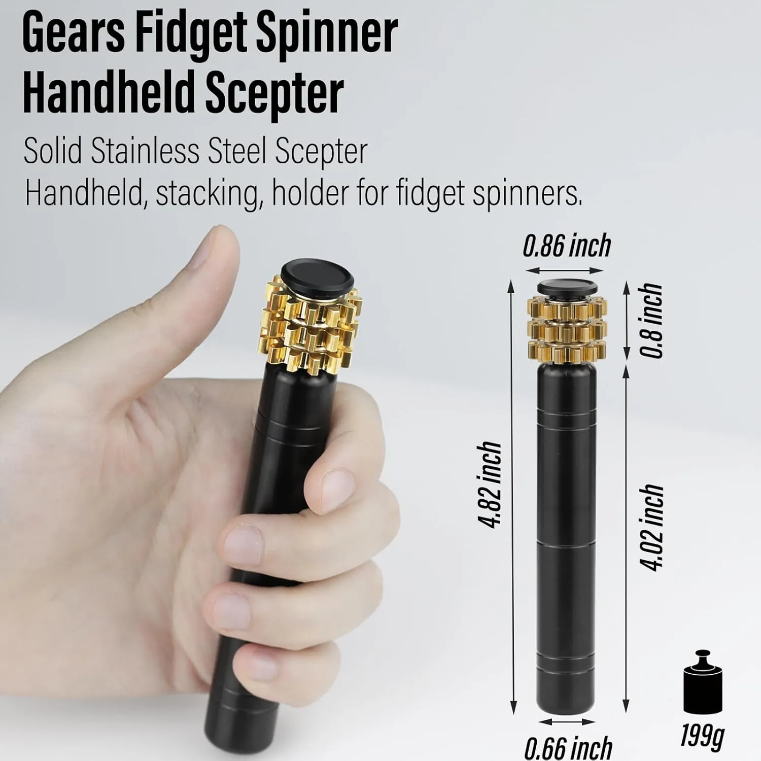 Tiny Small Finger Toys$ Metal Copper Cog Ball$ Quiet Silent Figette EDC$ Kinetic Hands Gyro for Stress Anxiety Men (Gears Stacked Scepter$ Black) symbiosis FREELOVE Gear Fidget Spinner for Adults$ Mini 