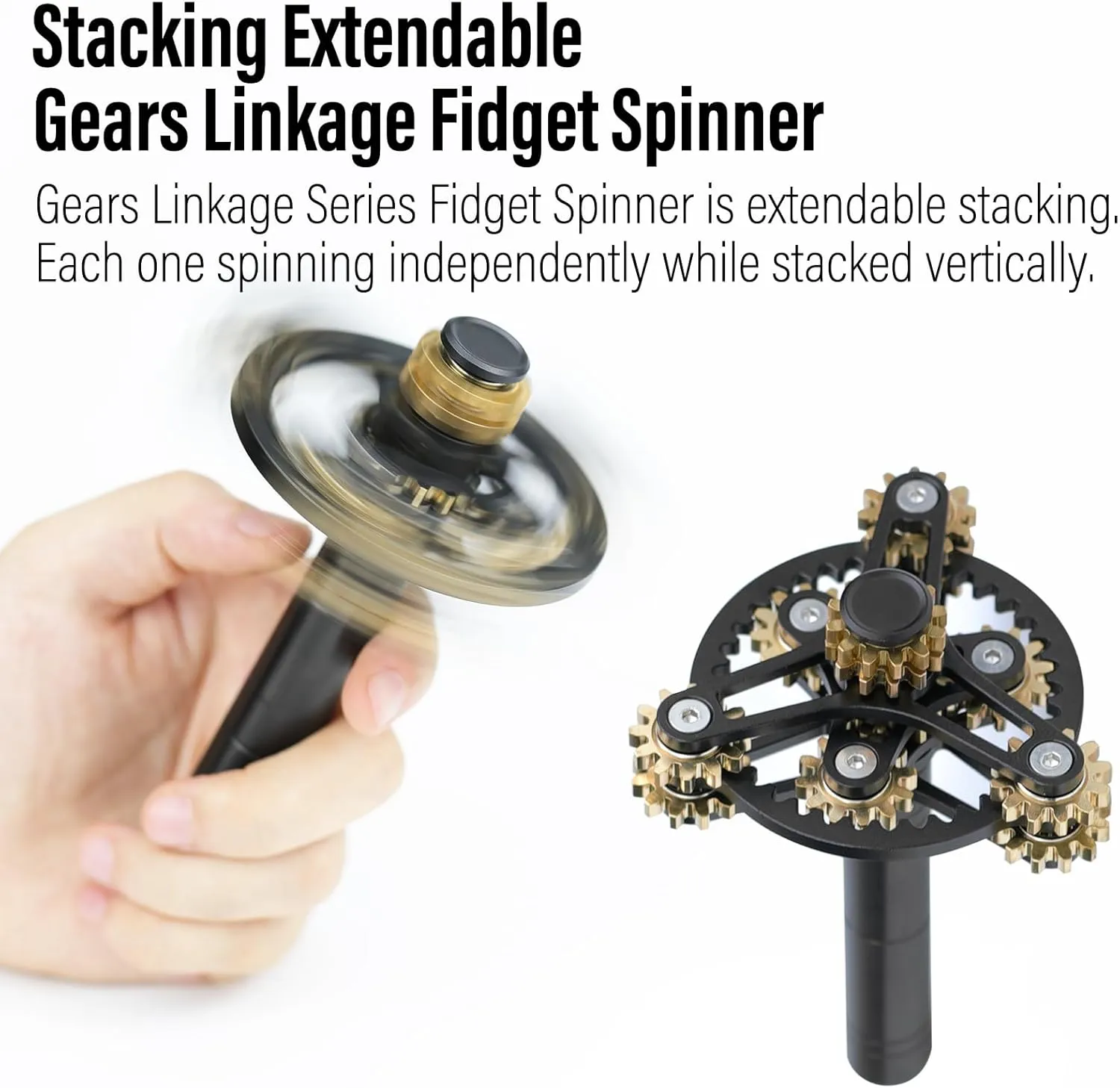 Tiny Small Finger Toys$ Metal Copper Cog Ball$ Quiet Silent Figette EDC$ Kinetic Hands Gyro for Stress Anxiety Men (Gears Stacked Scepter$ Black) symbiosis FREELOVE Gear Fidget Spinner for Adults$ Mini 