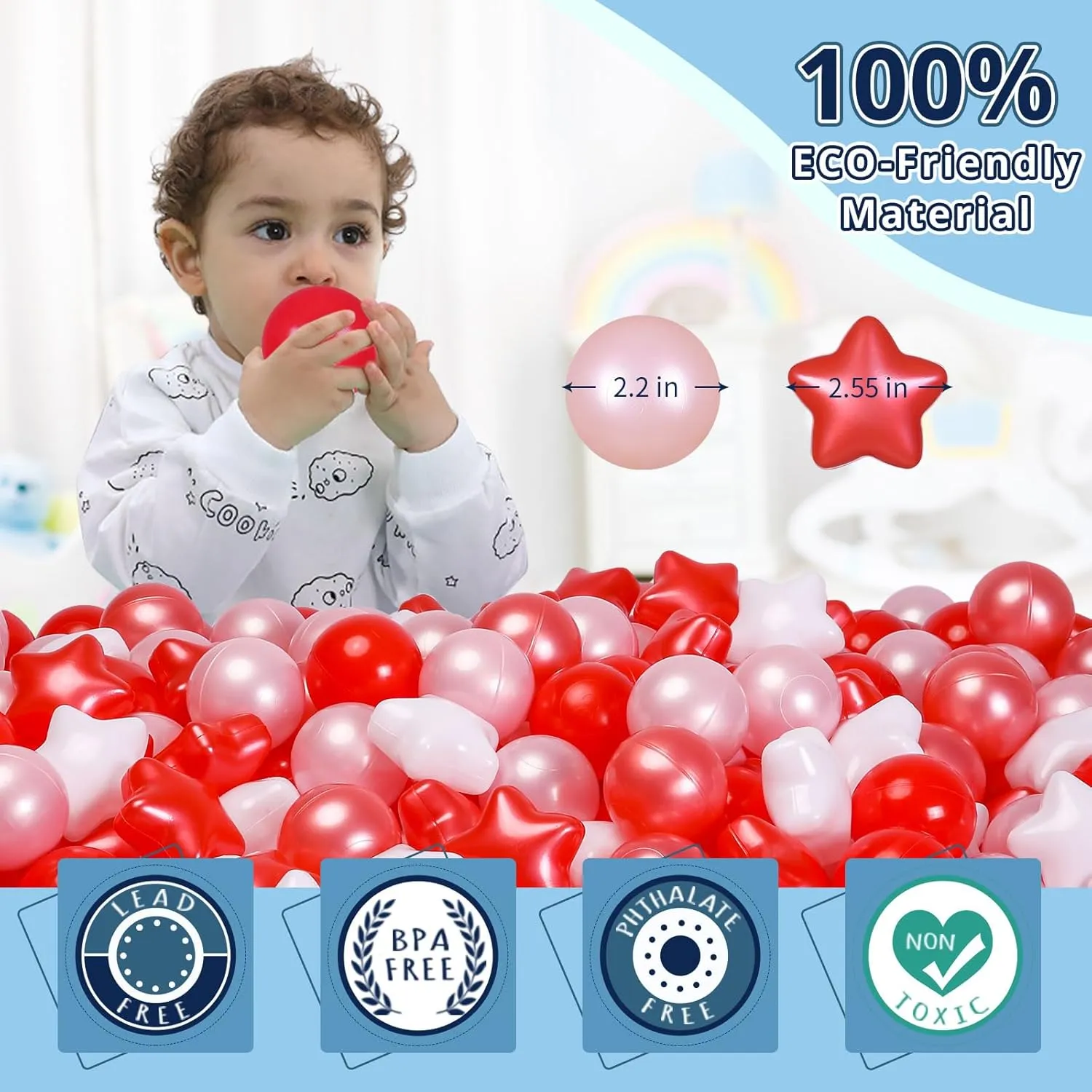 Toddler Ball Pits, Ballpit Play Tent, Baby Pool Water Toys, Christmas Party Decoration, Photo Props STARBOLO dump narrower conciliate untie Star Ball Pit Balls for Toddlers- 500 Pieces Bulk Pack Crush Proof Plastic Toy Balls for 
