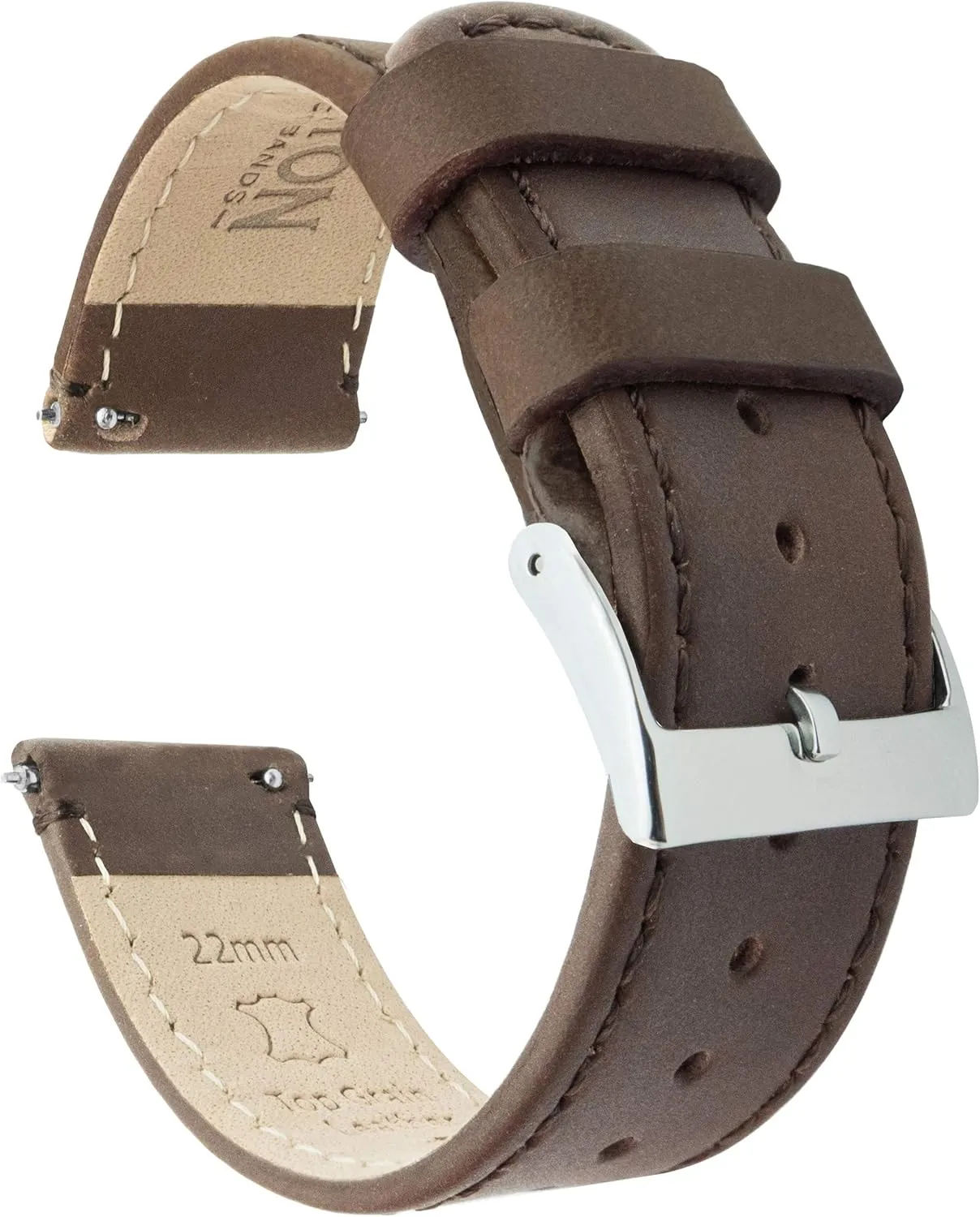 Top attractive Grain Leather Watch Band Strap - Choice of Width - 16mm, 18mm, 19mm, 20mm, 21mm 22mm, 23mm or 24mm Barton Quick Release - 