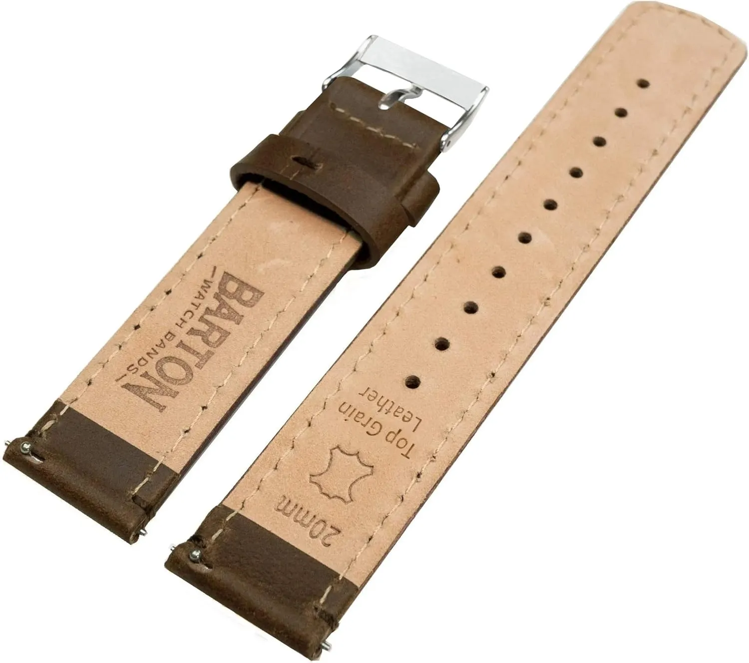 Top attractive Grain Leather Watch Band Strap - Choice of Width - 16mm, 18mm, 19mm, 20mm, 21mm 22mm, 23mm or 24mm Barton Quick Release - 
