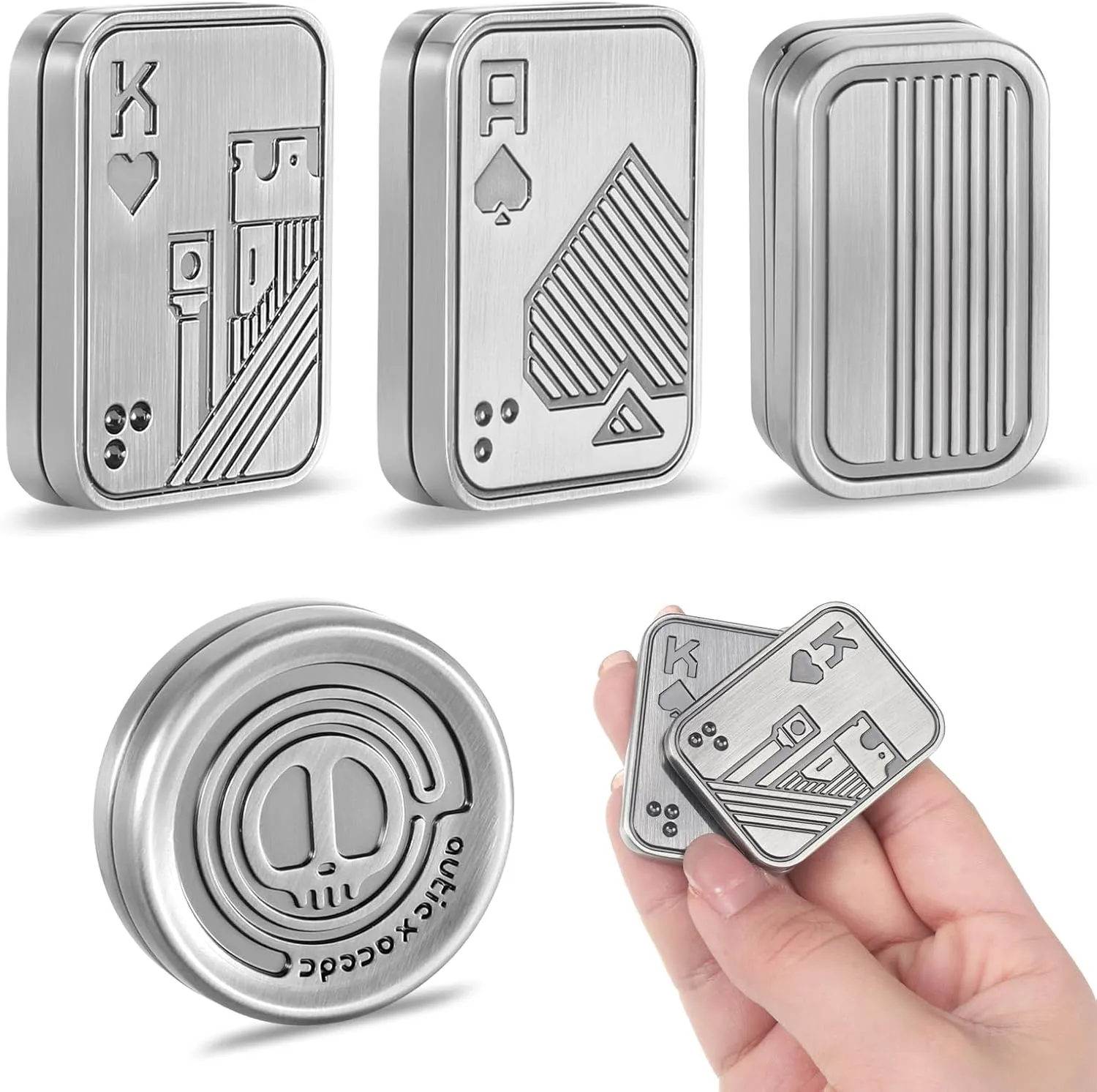 Toy Adults Poker Push Card Metal cartilage descend masthead reef Magnet EDC Pusher Finger Top Suitable for Teenagers and Adults Decompression Toys 4 Pcs Poker Fidget Slider Fidget 