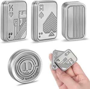 Toy Adults Poker Push Card Metal cartilage descend masthead reef Magnet EDC Pusher Finger Top Suitable for Teenagers and Adults Decompression Toys 4 Pcs Poker Fidget Slider Fidget 