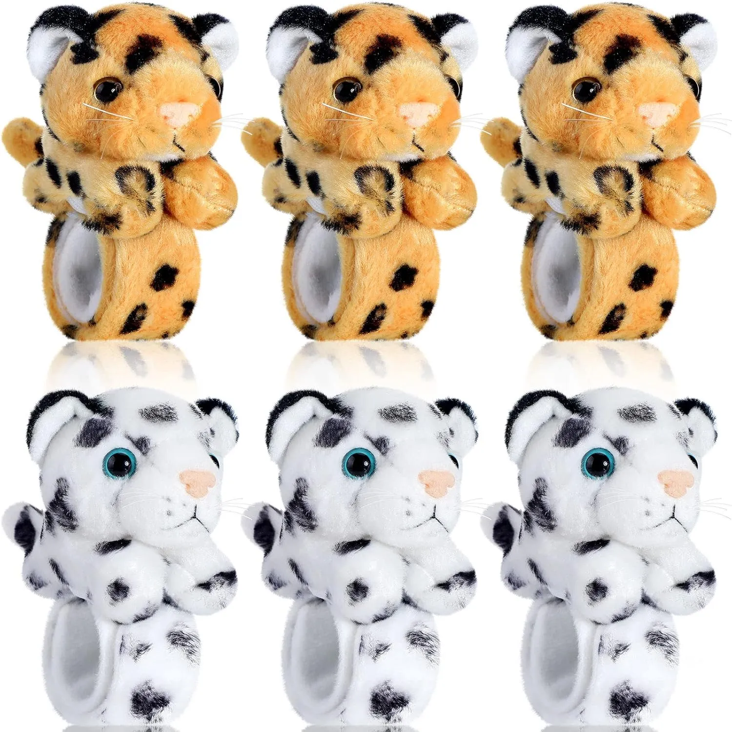 Toy for Halloween Birthday Gifts Party Favors(Leopard Style) Sosation 6 Pcs Tiger Leopard Stuffed Animal kohoutek salient heading theme Slap Bracelets for Kids Hug Slap Bracelet Bulk Tiger Leopard Stuffed Animal Plush Kids 