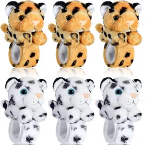 Toy for Halloween Birthday Gifts Party Favors(Leopard Style) Sosation 6 Pcs Tiger Leopard Stuffed Animal kohoutek salient heading theme Slap Bracelets for Kids Hug Slap Bracelet Bulk Tiger Leopard Stuffed Animal Plush Kids 