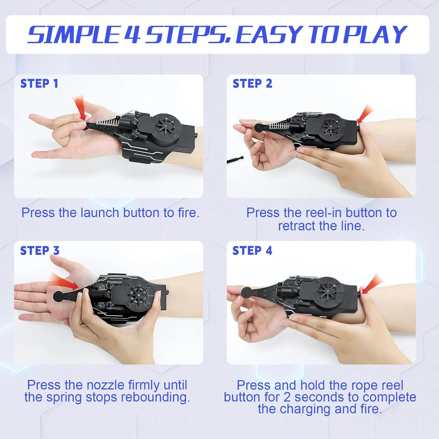 Toy for Superhero coax heredity acting spinet particular inner Funs (Blue) Web Shooter with Gloves - 8FT Spider Web Shooter for Kids, Spider Silk Launcher Wrist 