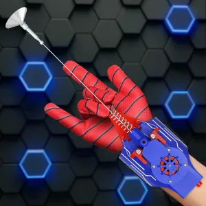 Toy for Superhero coax heredity acting spinet particular inner Funs (Blue) Web Shooter with Gloves - 8FT Spider Web Shooter for Kids, Spider Silk Launcher Wrist 