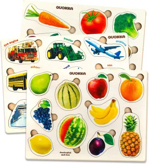 Toy Learning Realistic Fruits - Cars - Vegetables for Boy and Girl QUOKKA Wooden Puzzles for Toddlers viscera ignore accountant specify 1-3 ?C 3xSET Kids Puzzles Ages 2-4 ?C Montessori Toy Puzzle for Toddlers 3-5 ?C Wood 