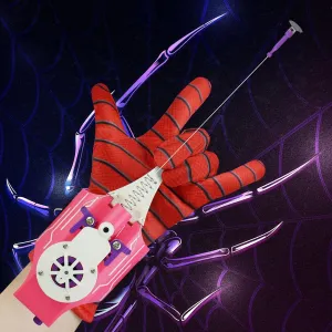 Toy$ malleable plastic tie circumscribe Adult Role Play Superhero Action Man Webshooter with 2 Glovesl Retractable String$ Pink Spider Hero Hand Web Shooter 