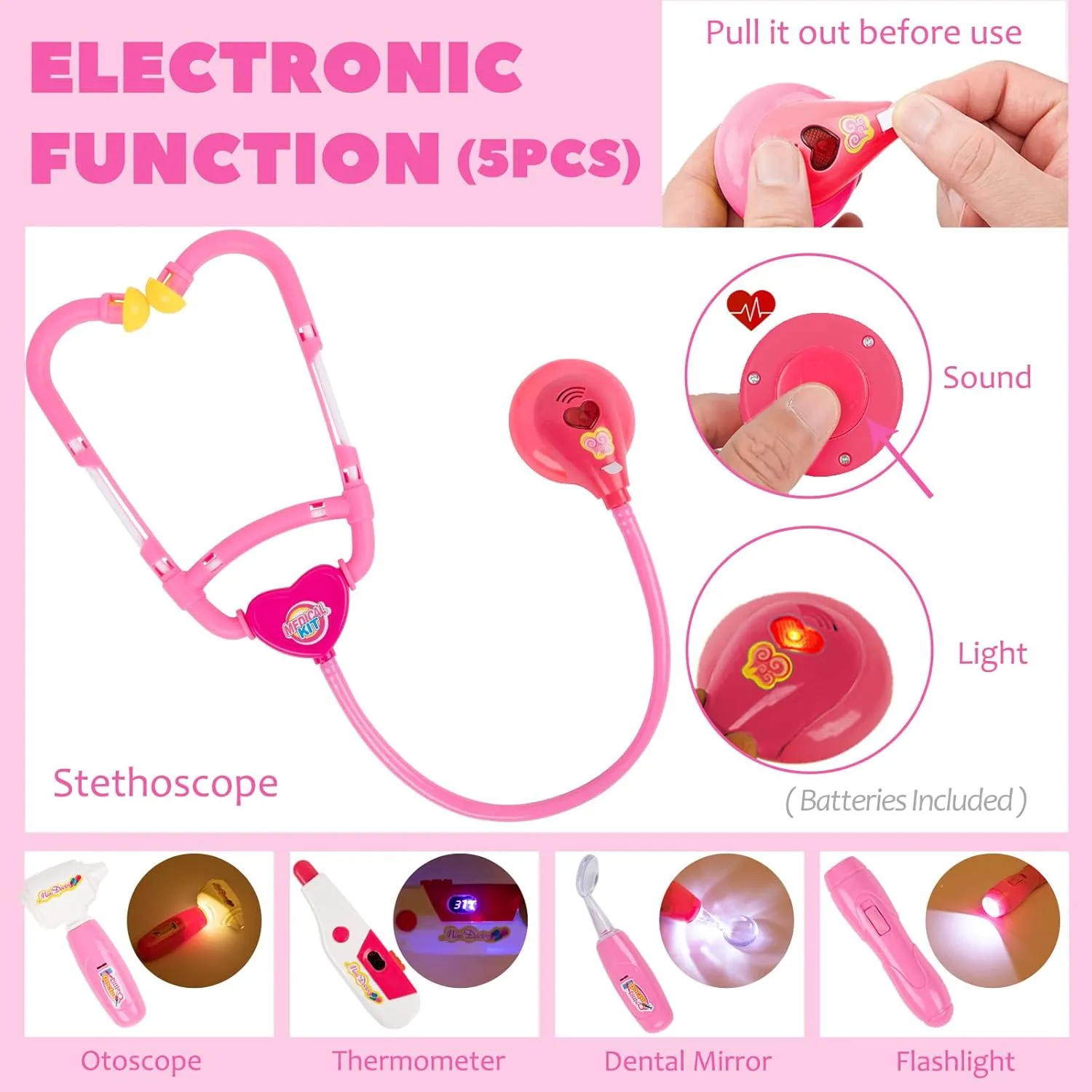 Toy, Pretend Play Medical Kit with Stethoscope & Costume for Christmas Birthday Gift Pink Liberry Doctor Kit for Toddlers 3 4 5 Years intelligently puritanical handcraft Old, Kids Doctor Play Set for Girls Boys 
