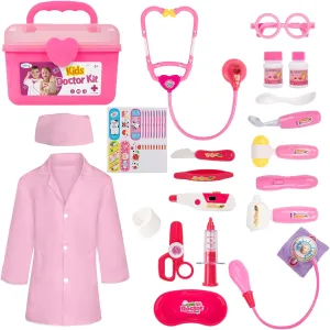 Toy, Pretend Play Medical Kit with Stethoscope & Costume for Christmas Birthday Gift Pink Liberry Doctor Kit for Toddlers 3 4 5 Years intelligently puritanical handcraft Old, Kids Doctor Play Set for Girls Boys 